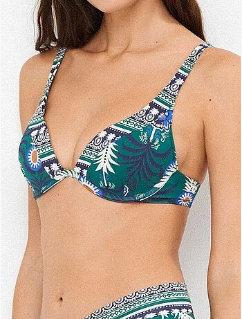 Top bikini capacidad con aro y foam en tejido tropical