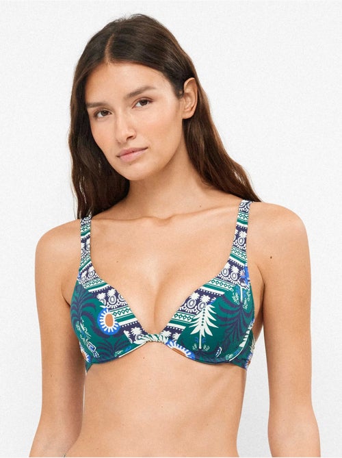 Top bikini capacidad con aro y foam en tejido tropical - Kiabi Top bikini capacidad con aro y foam en tejido tropical - Kiabi