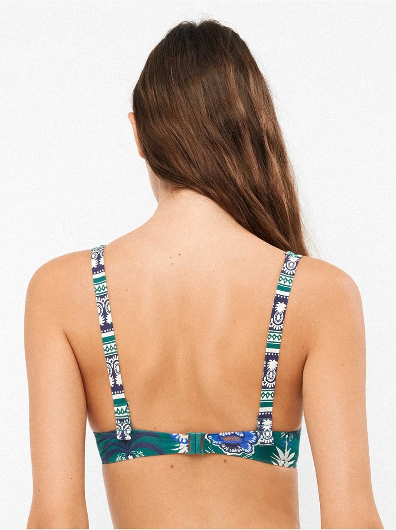 Top bikini capacidad con aro y foam en tejido tropical Multicolor - Kiabi
