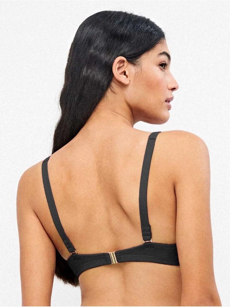 Top bikini capacidad con aro y foam tejido piqué copas c a e Negro - Kiabi