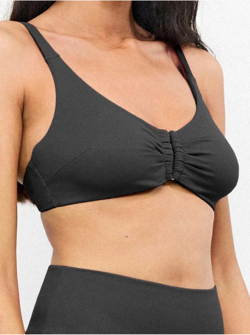 Top bikini capacidad con aro y foam tejido piqué copas c a e Negro - Kiabi