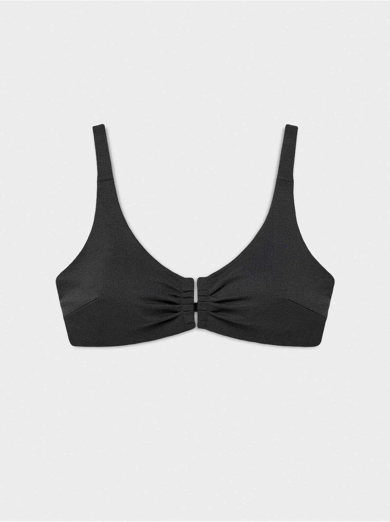 Top bikini capacidad con aro y foam tejido piqué copas c a e Negro - Kiabi