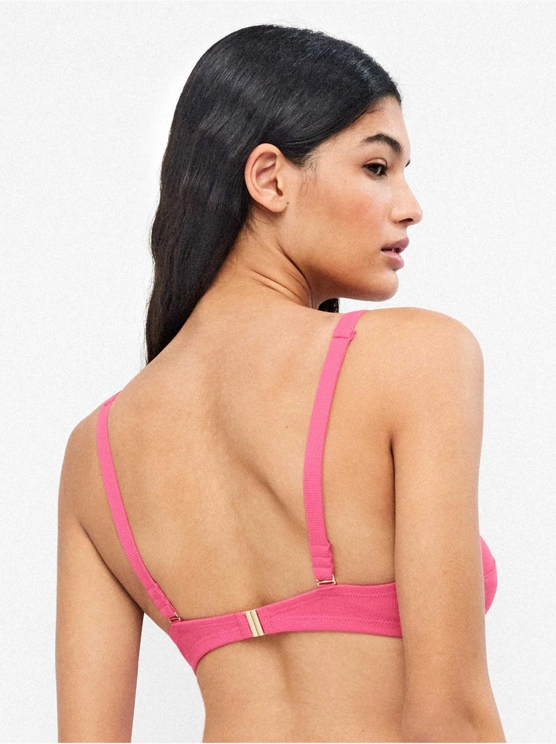 Top bikini capacidad con aro y foam tejido piqué copas c a e Rosa - Kiabi