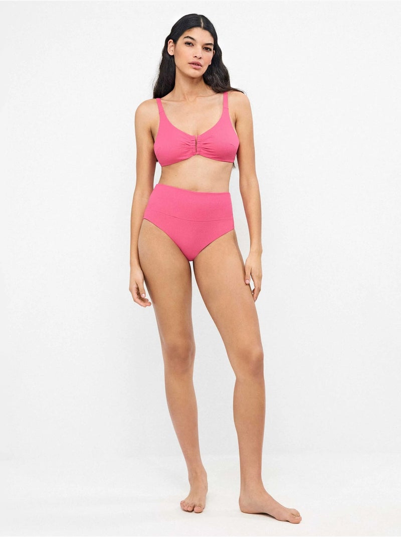 Top bikini capacidad con aro y foam tejido piqué copas c a e Rosa - Kiabi
