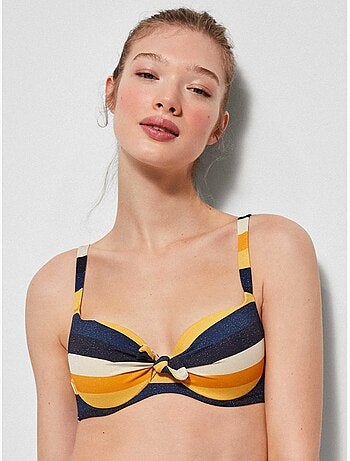 Top bikini capacidad de rayas, con aro, foam y espalda ajustable