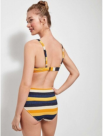 Top bikini capacidad de rayas, con aro, foam y espalda ajustable