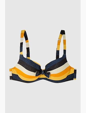 Top bikini capacidad de rayas, con aro, foam y espalda ajustable