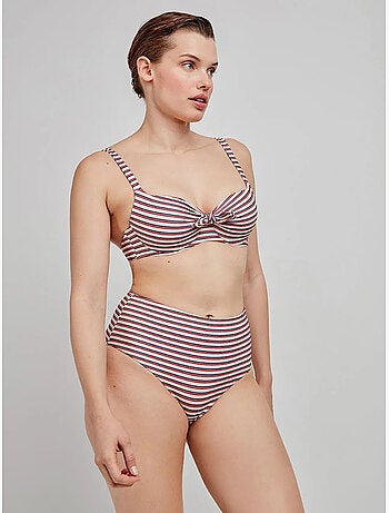 Top bikini capacidad de rayas, con aro, foam y lazo en escote