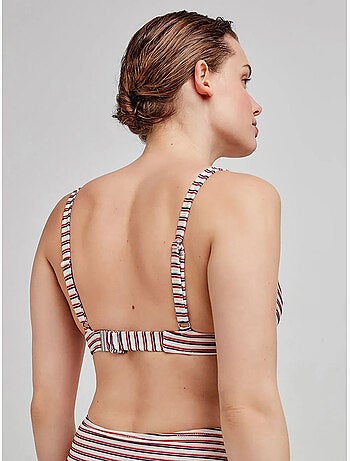 Top bikini capacidad de rayas, con aro, foam y lazo en escote