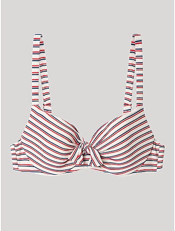 Top bikini capacidad de rayas, con aro, foam y lazo en escote