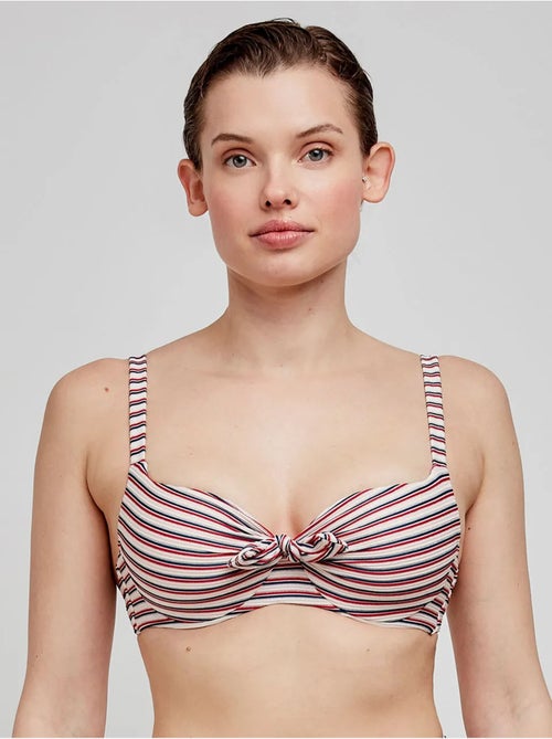 Top bikini capacidad de rayas, con aro, foam y lazo en escote - Kiabi