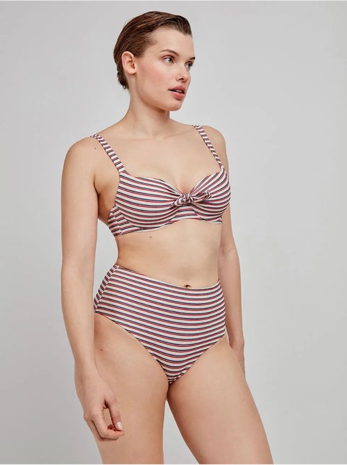 Top bikini capacidad de rayas, con aro, foam y lazo en escote - Kiabi