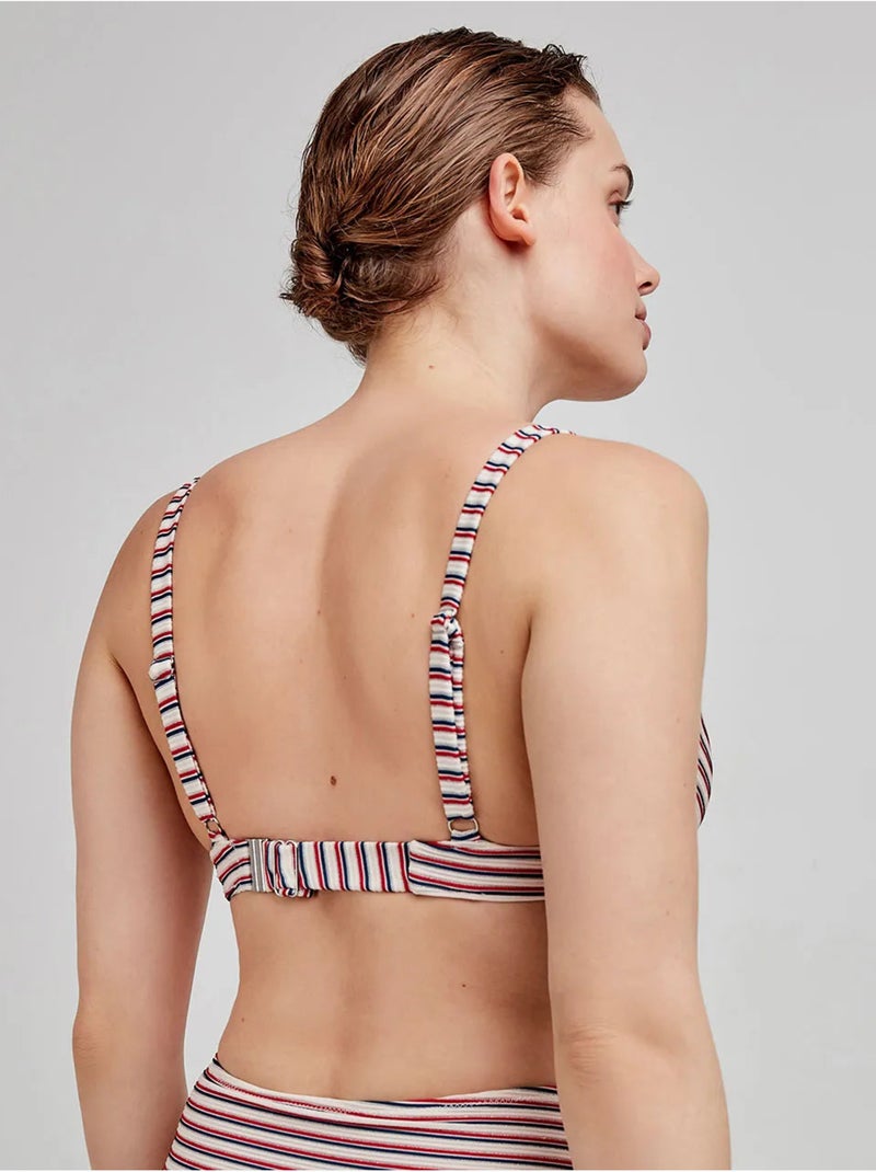 Top bikini capacidad de rayas, con aro, foam y lazo en escote Multicolor - Kiabi