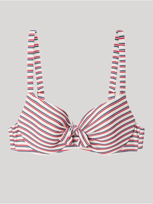 Top bikini capacidad de rayas, con aro, foam y lazo en escote - Kiabi