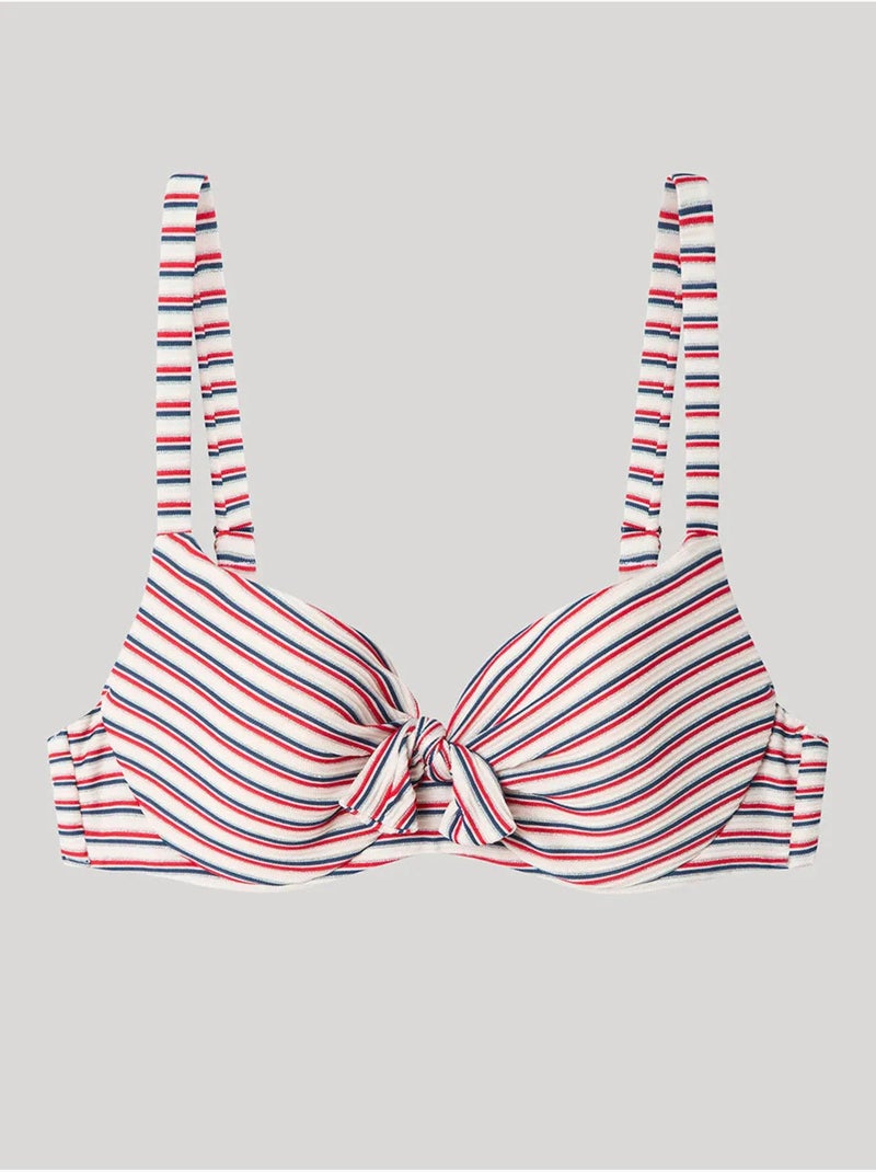 Top bikini capacidad de rayas, con aro, foam y lazo en escote Multicolor - Kiabi