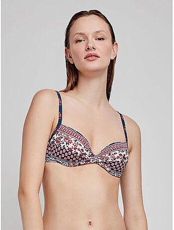 Top bikini capacidad estampado, con aro y tirantes multiposición