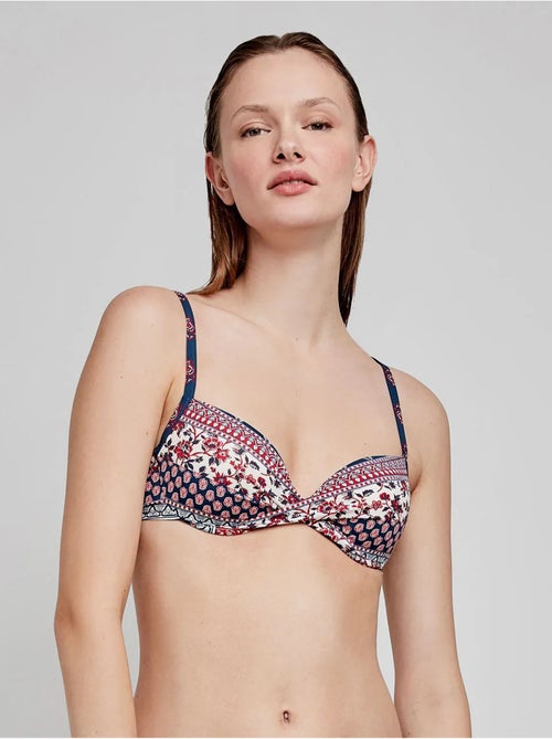 Top bikini capacidad estampado, con aro y tirantes multiposición - Kiabi