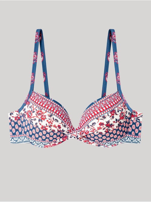 Top bikini capacidad estampado, con aro y tirantes multiposición - Kiabi