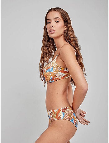 Top bikini capacidad estampado sin foam, con aro y cordón ajuste