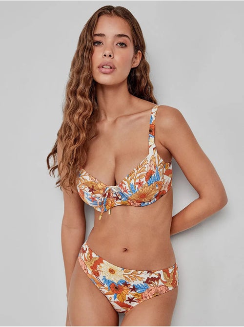 Top bikini capacidad estampado sin foam, con aro y cordón ajuste - Kiabi