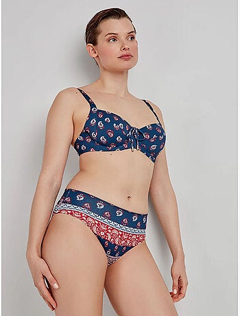 Top bikini capacidad estampado sin foam, con aro y cordón ajuste