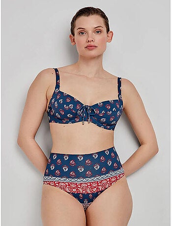 Top bikini capacidad estampado sin foam, con aro y cordón ajuste