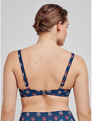 Top bikini capacidad estampado sin foam, con aro y cordón ajuste