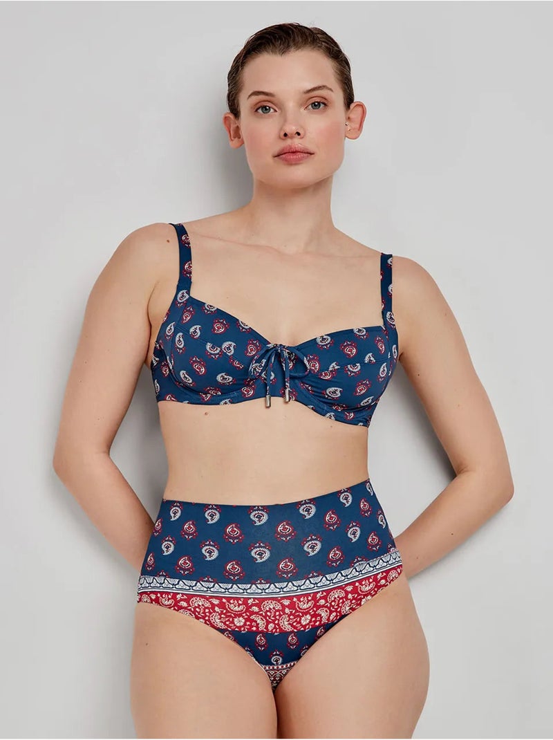 Top bikini capacidad estampado sin foam, con aro y cordón ajuste Multicolor - Kiabi