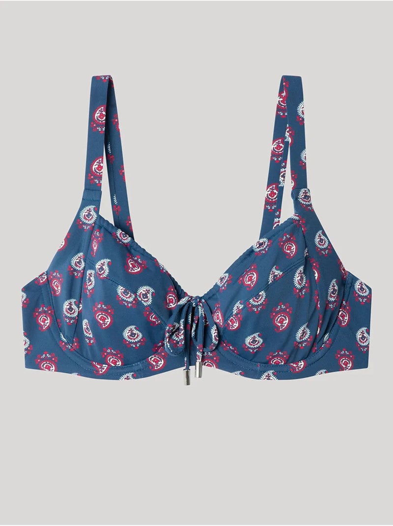 Top bikini capacidad estampado sin foam, con aro y cordón ajuste Multicolor - Kiabi