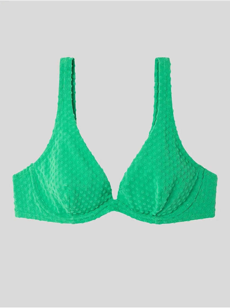 Top bikini capacidad multiposición, sin foam y con aro, de plumetti Azul Verde - Kiabi