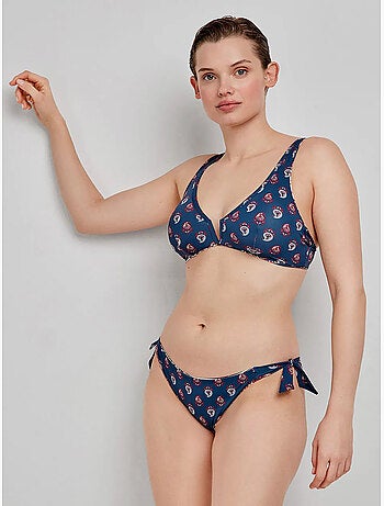 Top bikini capacidad reversible, sin aro, con escote v, estampado