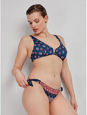 Top bikini capacidad reversible, sin aro, con escote v, estampado