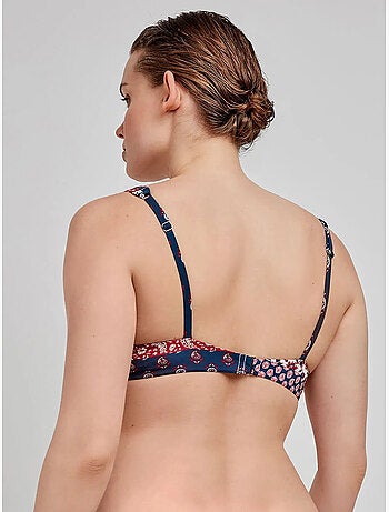 Top bikini capacidad reversible, sin aro, con escote v, estampado