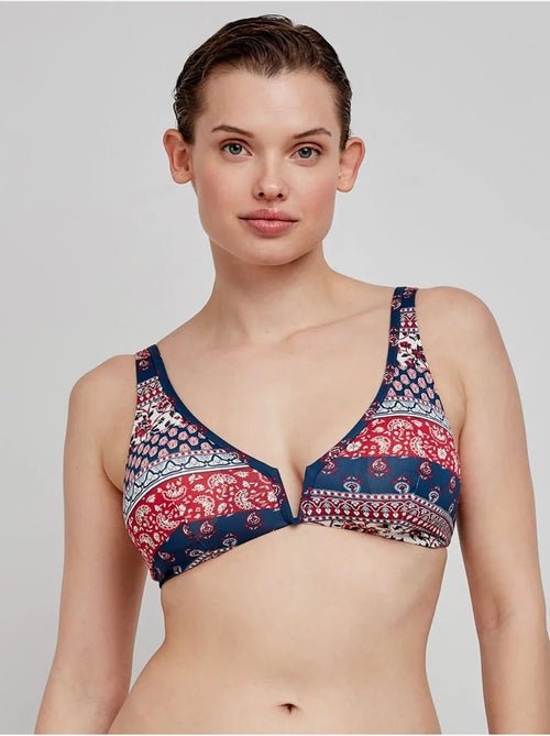 Top bikini capacidad reversible, sin aro, con escote v, estampado - Kiabi