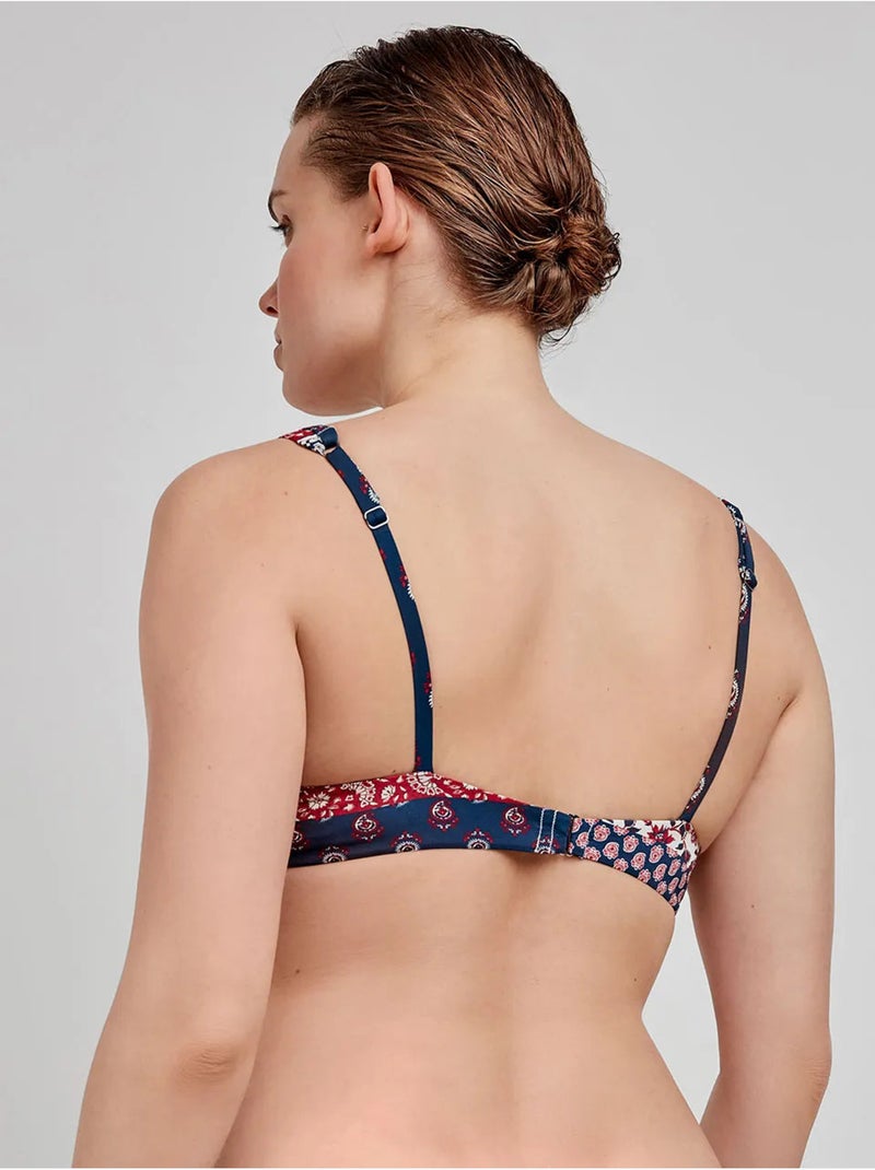 Top bikini capacidad reversible, sin aro, con escote v, estampado Multicolor - Kiabi