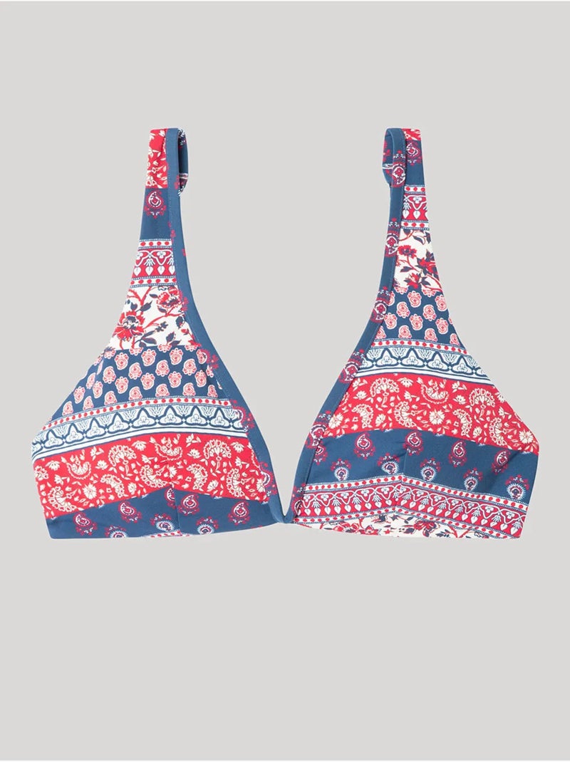 Top bikini capacidad reversible, sin aro, con escote v, estampado Multicolor - Kiabi