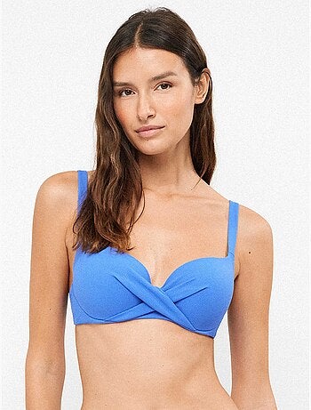 Top bikini capacidad sin aro con foam cruce en pecho tejido piqué