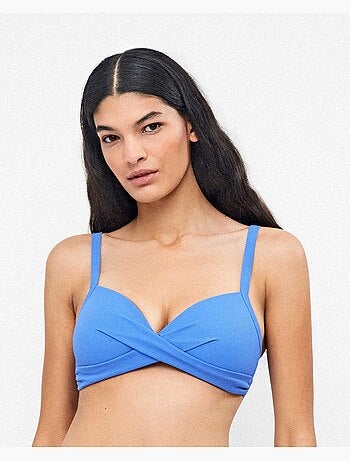 Top bikini capacidad sin aro con foam cruce en pecho tejido piqué