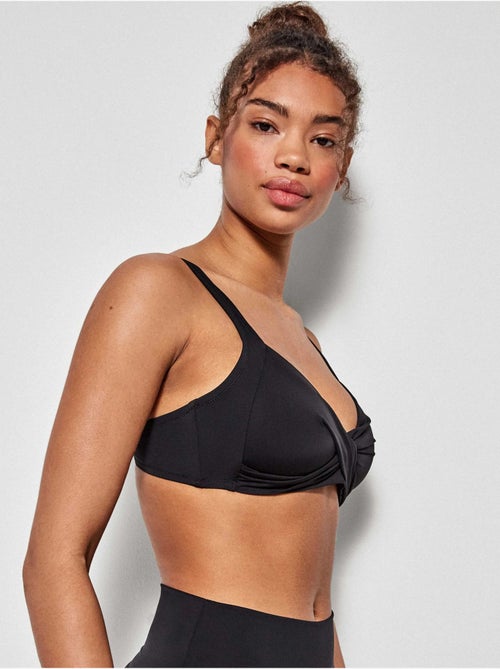 Top bikini capacidad sin aro, con foam y cruce de tejido en escote - Kiabi Top bikini capacidad sin aro, con foam y cruce de tejido en escote - Kiabi