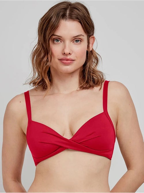 Top bikini capacidad sin aro, con foam y cruce de tejido en escote - Kiabi Top bikini capacidad sin aro, con foam y cruce de tejido en escote - Kiabi