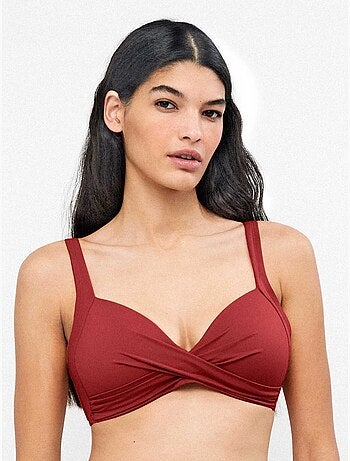 Top bikini capacidad sin aro, con foam y cruce en escote c y d