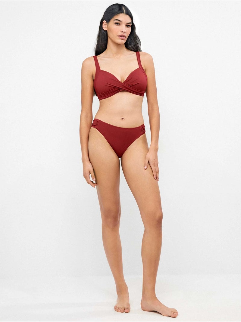 Top bikini capacidad sin aro, con foam y cruce en escote c y d Burdeos - Kiabi
