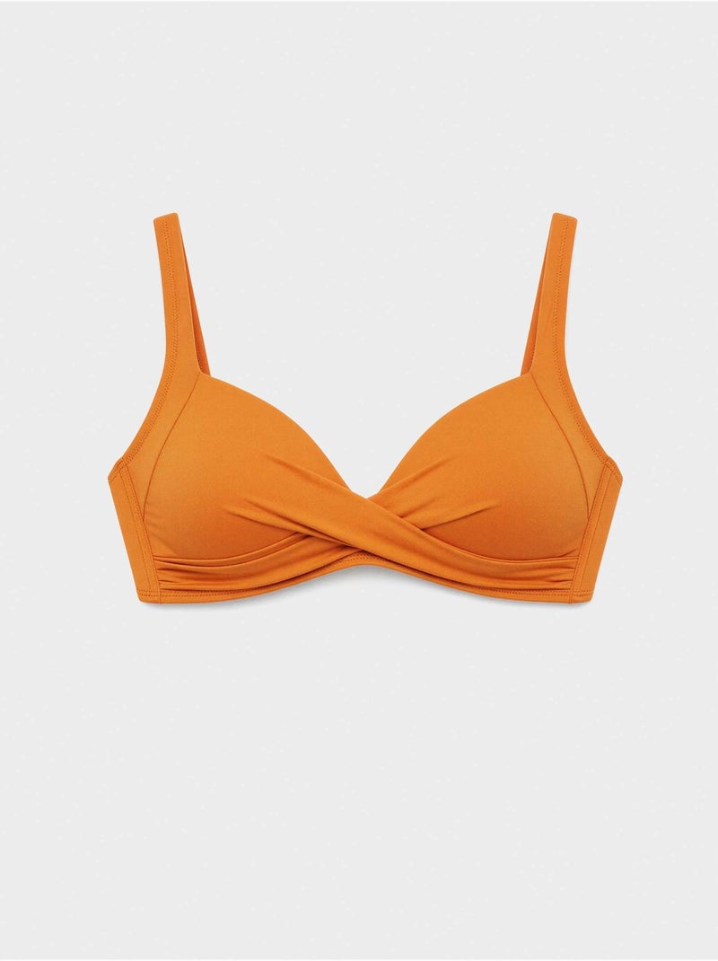 Top bikini capacidad sin aro, con foam y cruce en escote c y d Naranja - Kiabi