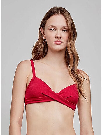 Top bikini capacidad sin aro, con foam y cruce en escote