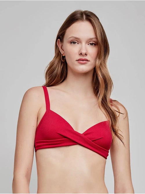 Top bikini capacidad sin aro, con foam y cruce en escote - Kiabi