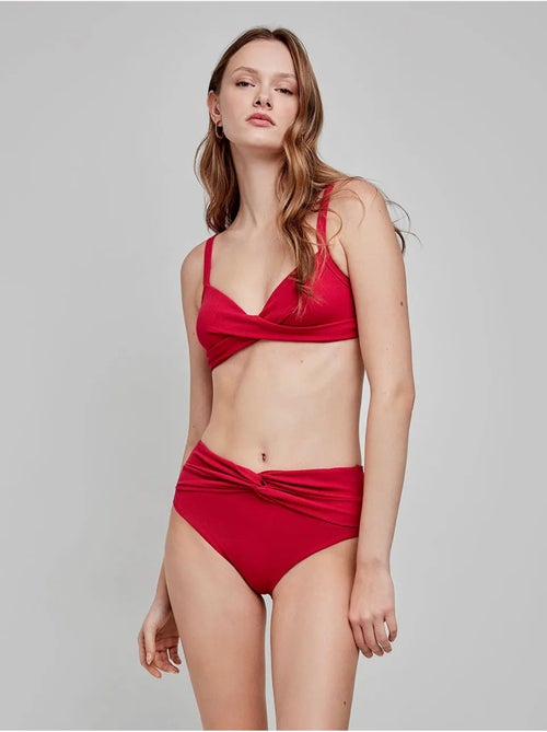 Top bikini capacidad sin aro, con foam y cruce en escote - Kiabi