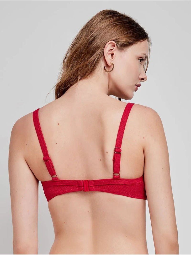 Top bikini capacidad sin aro, con foam y cruce en escote Granate - Kiabi