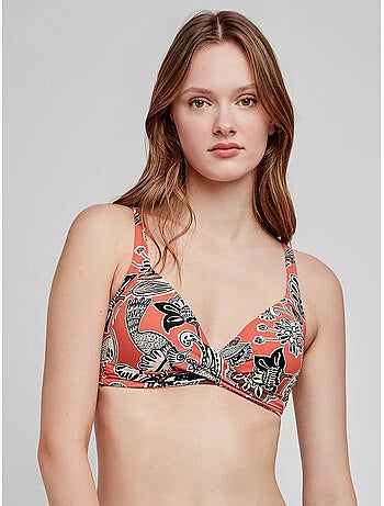 Top bikini capacidad sin aro, con foam y escote cruzado
