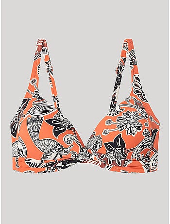 Top bikini capacidad sin aro, con foam y escote cruzado