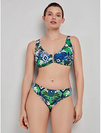 Top bikini capacidad sin aro ni foam, escote v y estampado tribal